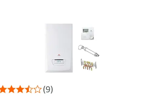 Chaudière Saunier Duval ThemaPlus Condens F25, thermostat et accessoires. Avis client : 3,6 étoiles.