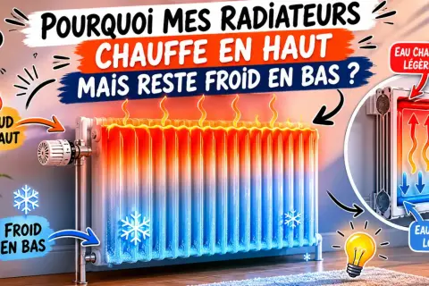 Pourquoi mon radiateur chauffe en haut mais reste froid en bas ? L'eau chaude légère monte, l'eau froide lourde descend.