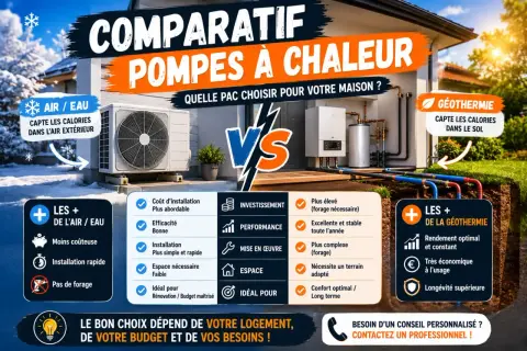Comparatif des pompes à chaleur : air/eau vs géothermie. La géothermie, une solution performante pour votre maison.