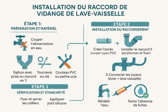 Raccordement évier/lave-vaisselle - Évitez reflux et odeurs !