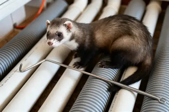 Furet coincé dans canalisation - Libérez-le sans casser!